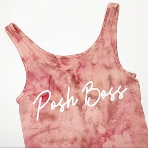 POSH BOSS Tank Top Dusty Pink Tie Dye Small